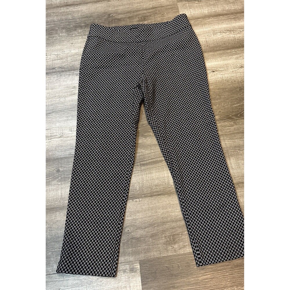 Counterparts Womens Pull on Pants Stretch Sz 14 Black White Ankle Pants Career